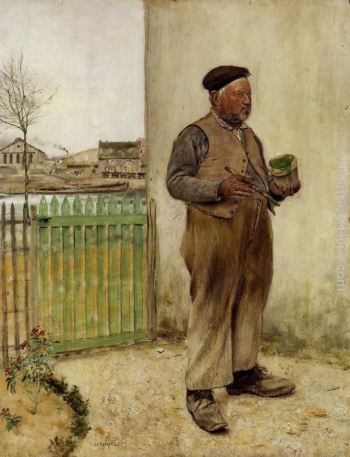 Man Having Just Painted His Fence painting - Jean Francois Raffaelli Man Having Just Painted His Fence art painting
